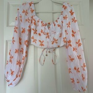 Billy J Orange Floral Crop Top